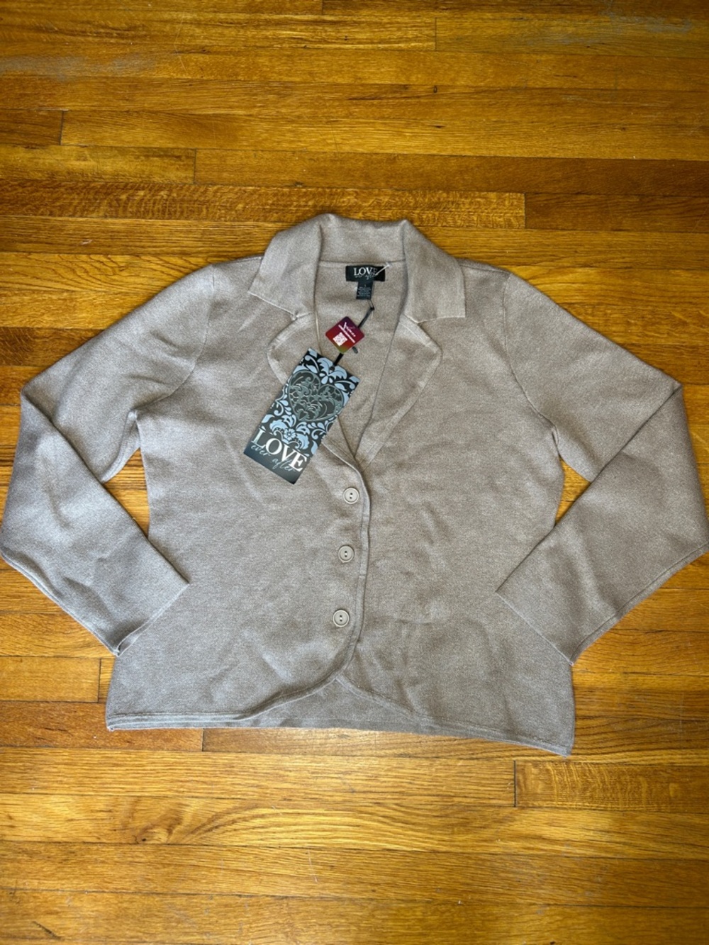LOVE beige knit blazer cardigan